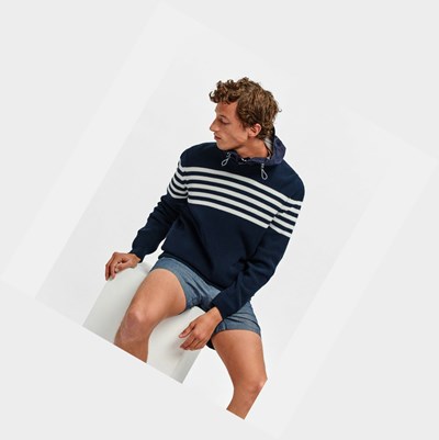 Aigle Made In France Sailor' Felpe Uomo Blu Marino Bianche | UVE-267543